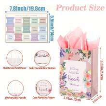 带手柄的圣经标签和圣经经文花卉礼品袋套装，莫兰迪层压圣经标签和基督教礼品袋圣经经文礼品包装袋，适合圣经学习和洗礼派对的圣诞礼物