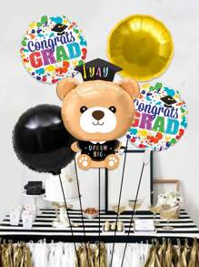 Set de 5 globos con tema de graduación, globos de aluminio con forma de libro y oso de peluche para graduados hombres y mujeres de 18 pulgadas, aptos para decoraciones de fiesta de graduación