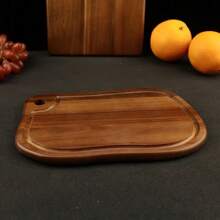 1pc Acacia Wood Outdoor Cutting Board, Portable Camping Chopping Board, Small Kitchen Cutting Board With Hanging Hole And Juice Trough, Can Cut Meat, Vegetables, Fruits, Bread, Perfect Kitchen Tool For Outdoor & Camping