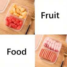 4pcs 2 Cell Food Storage Container With Soft Seal Lid - Reusable, Leak-Proof Refrigerator Organizer For Meat, Vegetables And Fruit - Perfect For Kitchen And Outdoor Picnics