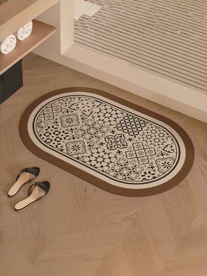 1件装浴室硅藻泥地垫吸水垫厕所门速干防滑垫脚垫卫生间厨房地毯柔软地毯