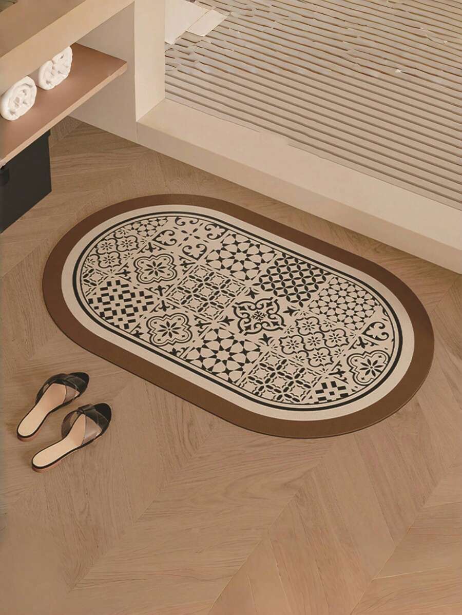 1Pc Thảm sàn bằng bùn diatom phòng tắm Thảm thấm hút Cửa nhà vệ sinh Thảm chống trượt khô nhanh Thảm chân nhà vệ sinh Thảm nhà bếp Thảm mềm - màu nâu - Xem 1