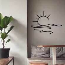 1PC Vibrant Sunrise Metal Wall Art - Chic Modern Minimalist Iron Decor, Easy-To-Hang With Wall Mounting Option - Perfect For Home Aesthetics & Unique Housewarming/Wedding Gift, Metal Wall Art Decor