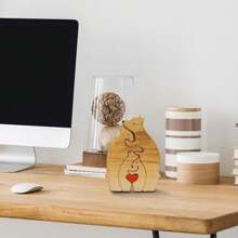 1 pièce Figurine en bois d'un ours qui fait un câlin, décoration familiale chaleureuse, fournitures scolaires, retour à l'école