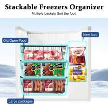 Stackable Freezer Basket With Handles, Refrigerator Storage Basket, Fits 198L Refrigerator Drawer - 4 cái - Xem 5