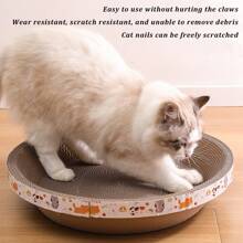 Cuenco en forma de gato, juguete alfombrilla rascadora resistente al arañado para gatos, suministros para gatos de papel corrugado, tabla rascadora redonda, nido integrado y cuenco rascador para gatos