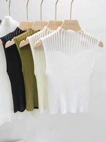 1pc Women's Black, White, Beige, Green Gray Mesh Hollow Out Mock Neck Dickey For Dress For Christmas Decor - Openwork Knit Collar - View 14