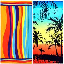 1pc Ultra-Soft Oversized Microfiber Beach Towel - Quick Dry, Sand-Free, Vibrant Tropical Palm Design, Breathable Fiber, Machine Washable For Pool, Swim, Bath, Travel & Camping - Multicolor - View 3