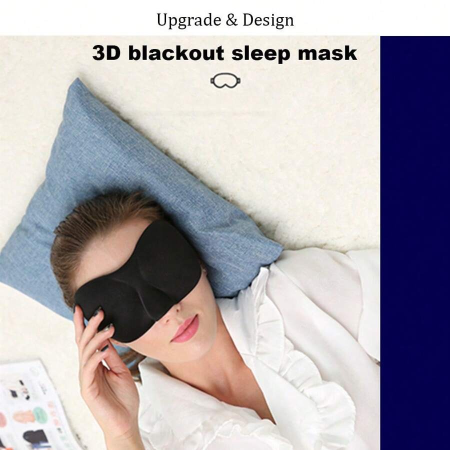 1pc Blackout Eye Mask, Travel Sleep Eye Mask, Exercise Yoga Exercise Rest Eye Mask - Black - View 1
