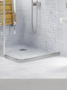 1 件硅胶浴室防水条，自粘式淋浴房防水条，固定条，干湿分离，可弯曲，易于安装，无需电源，适用于家庭厨房、淋浴、浴室门洗衣机淋浴坝阻水器配件淋浴防水保护器家庭浴室装饰秋季装饰返校 - 白色 - 查看 5