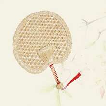 1pc Handmade Round Straw Fan - Summer Cooling Woven Cattail Leaf With Red Tassels, Natural Wheat Straw Material, Intricate Weaving Pattern For Home Decor Or Personal Use, Decorative Fan | Exquisite Weaving Design | Woven Handle