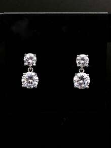 1 Đôi bông tai hình giọt nước đính đá Cubic Zirconia thanh lịch, phù hợp cho nữ, có thể dùng làm quà tặng kỷ niệm ngày cưới, lễ đính hôn hoặc quà tặng ngày Valentine. - 1 # - Xem 2