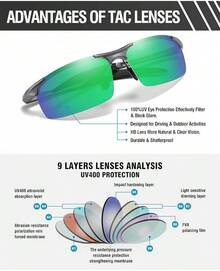 DUCO Mens Sports Polarized  UV Protection  For Men 8177s - Gunmetal Frame Revo Green Lens - View 5