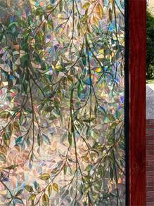 1roll 3D Stained Glass Privacy Window Film Rainbow Green Leaves Glass Door Film Static Cling Window Cling Covering Tint Anti UV Heat Control For Home And Office Room Decor Home Decor Wall Decor Bathroom Decor Bedroom Decor Room Decoration Stuff Living Room Decor House Decor Home Decor Living Room Wall Art Wall Paper Stickers