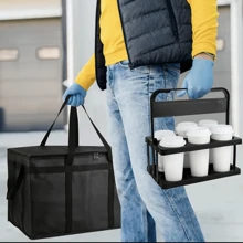 1pc Foldable Plastic Beverage Tray With 6 Bottle Holders And Cup Compartments - Space Saving Portable Design, Suitable For Bar, Party, Outdoor Activities And Kitchen Storage, Bar Accessories | Portable Drink Carrier | Lightweight Drink Holder