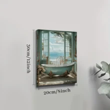 1pc Framed Canvas Poster, Bathtub Wall Art Canvas Paintings, Ideal Gift For Bedroom Living Room Corridor Wall Art Room Decoration - Multicolor - View 7