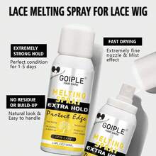 Goiple 27pcs Lace Melting Spray Kit For Closures & Extensions, Styling Agent With Strong Natural Finish, Fast Drying, Water & Oil Resistant, Includes Hair Adhesive Spray, Edge Control Gel, Hair Wax Stick, Multiple Elastic Nylon Wig Caps And Wig Installation Tools - Màu vàng - Xem 3