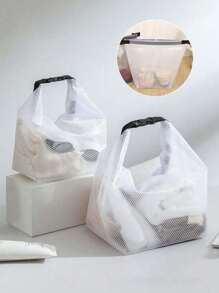 1pack/2pcs Or 1pc Mesh Shower Bag For Women, Waterproof Travel Cosmetic Bag, Plastic Makeup Case With Hook And Handle Travel Essentials Travel Accessories Travel Must Haves - Multicolor - View 6