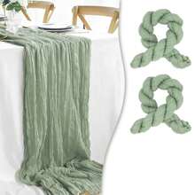 2 peças de toalha de mesa transparente estampada com queijo boho, 35 polegadas (88,9 cm) e 118 polegadas (300 cm) de tecido longo para queijo para chá de bebê, casamento, noiva, aniversário, decoração de festa