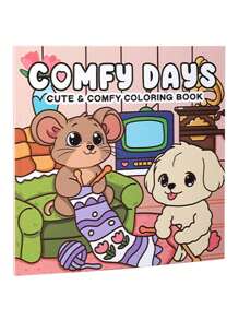 1pc Coco Coloring Book Featuring Super Cute Animal Characters In Cozy Hygge Moments For Relaxation Children's Gifts, Cute Cartoon Coloring Books Wyo Colouring Book,Mother's Day,Mom's Gift,Back To School,School Supplies