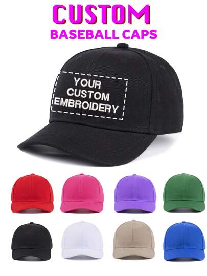 1pc,Unisex,Personalized Text Embroidered Unisex Baseball Cap, Adjustable Hat, Custom Text Hat, Custom Unisex Dad Hat