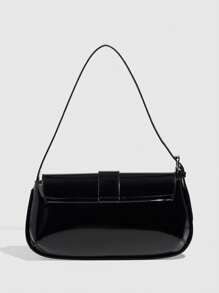 Fashionable Versatile Small Square Bag, Minimalist Small Handbag, Solid Color Y2K Babe Bag, Shoulder/Underarm Bag, Casual Bag - Black - View 6