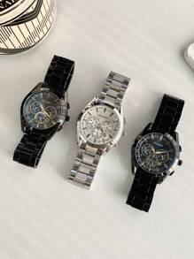 1 pieza de reloj de lujo de moda para hombre, reloj de cuarzo de acero inoxidable, reloj de hombre de negocios con visualización de fecha y día, reloj casual deportivo para hombre