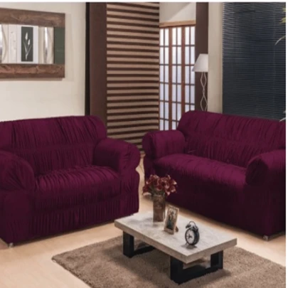 Kit Capa De Sofá 3 E 2 Lugares Com 21 Elásticos em Malha Gel