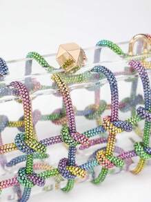 Luxury Shoulder Bag Women's Evening Clutches Box Bag Bridal Wedding Purse Party Prom Glitter Bling Rhinestone Boston Handbag - Multicolor - View 4