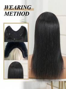 Clip In Hair Extensions Straight V-Shaped Hair Extension One Piece Hair Extensions With 5 Clips For Women Daily Use 16 Inch - Black - View 6