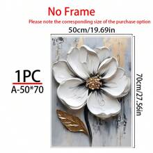 1 Pieza Pintura al óleo de flor blanca grande en 3D, Pintura de flor con textura gruesa en 3D, Arte de pared con textura floral, Arte en lienzo floral, Decoración de arte moderno para sala de estar, Arte botánico floral para decoración del hogar, Regalo, Decoración creativa de pared para el hogar, Dormitorio, Sala de estar, Cocina, Baño, Cafetería