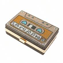 Women Retro Radio Tape-Shape Rhinestone Clutch Purse - 棕色 - 查看 5