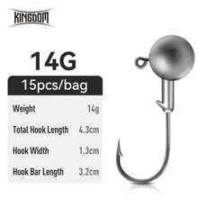 Kingdom Lead Head 20 chiếc Lưỡi câu cá 3,5g 5g 7g 8,5g 10g 14g Lưỡi câu đầu đạn Jig Lưỡi câu giun Phụ kiện mồi mềm - Bạc - Xem 9