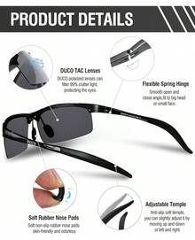 DUCO Mens Sports Polarized  UV Protection  For Men 8177s - Black Frame Revo Silver Lens - View 4