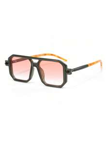 1pc Women's Square Plastic Double-Bridge Retro Elegant Chic Design Casual Versatile Outdoor Travel Decorative Fashion Fashion Glasses