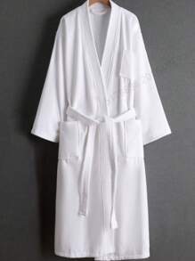 1pc Absorbent Quick Drying Towel, Matching Pair, Spring And Autumn Bathrobe, Perfect For Couples Dating, Family Bedroom, Bathroom And Pool Parties Summer,Holiday - White - View 3