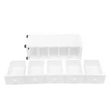 White Chest Of Drawers Narrow Cabinet With Five Drawers Mobile Storage Space With Wheels Dimensions: 25 * 34 * 82 Cm - trắng - Xem 10