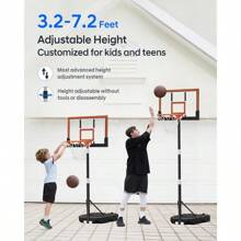 HEROPRO Basketball Hoop Outdoor 3.2-7.2 Feet Adjustable 29 Inch Premium PC Backboard And Enlarged Base Portable Basketball Goal System For Youth Teens In Pool Driveway Backyard Indoor