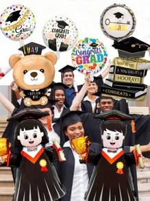 Set de 5 globos con tema de graduación, globos de aluminio con forma de libro y oso de peluche para graduados hombres y mujeres de 18 pulgadas, aptos para decoraciones de fiesta de graduación