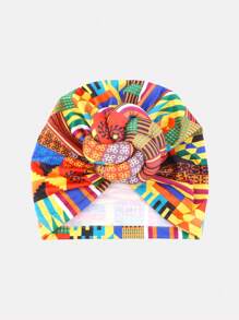 1pc Women's Printed Textured Knitted Turban Hat, Versatile Headwrap For Everyday Use - Multicolor - View 3