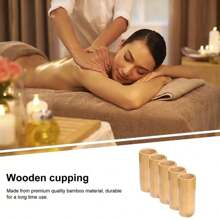 5 件装竹制拔罐器吸盘适用于木制家用按摩