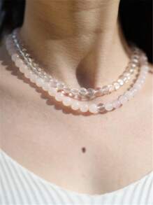 Sweet Cute Summer Simple Sky Blue Beaded Handmade Necklace For Women Girls Fashion Transparent Beaded Choker Necklace - Beaded Necklace - View 6