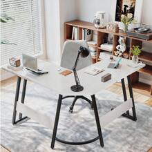 Gaming Table 130x130x70cm, Computer Desk, Corner Desk, L-Shaped Desk, Gaming Desk L-Shaped, Large PC Corner Table, Black Matt - trắng - Xem 2