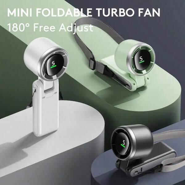 Portable Handheld Turbo Fan, 5 Wind Speeds, USB Rechargeable 3600mAh, Foldable Handheld Fan With Air Turbine Cooling Technology, Suitable For Outdoor Activities, Travel, Work