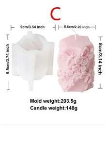 3D Relief Bees Cylindrical Floral Pillar Candle Silicone Mold DIY Geometric Leafed Rose Twisted Column Aromatherapy Candle Mould