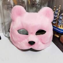 Fox Mask, Creative Animal Half-Face Fox Mask For Makeup Party, Valentine's Day, Simulating Cat Hair Mask, Makeup Party, Valentine's Day