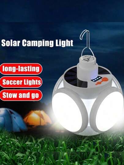 1PC Solar LED Light Bulb Rechargeable Portable Outdoor Garden Camping Tent Light Emergency Night Lantern Spotlight With Solar Charging And USB Smart Display, Solar Lights Outdoor