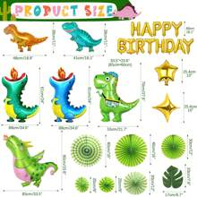 Dinosaur Balloons Birthday Party Decorations Supplies, 204 PCS Dino Themed Foil Balloons Column Garland Arch Kit, Include Dinosaur Balloons Paper Fan Metal Tassel Foil Background Happy Birthday Balloons, Dinosaur Birthday Party Supplies - Green - View 3
