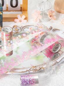 6 Rolls Per Box Set Flowers And Plants, Light And Shadow Tape Plant Flower Transparent PET Tape, Handmade DIY Landscaping, Notebook Masking, Hand Account Border Tape, Notebook Accessories,Handbook Material,Gifts For Family And Friends - Multicolor - View 4