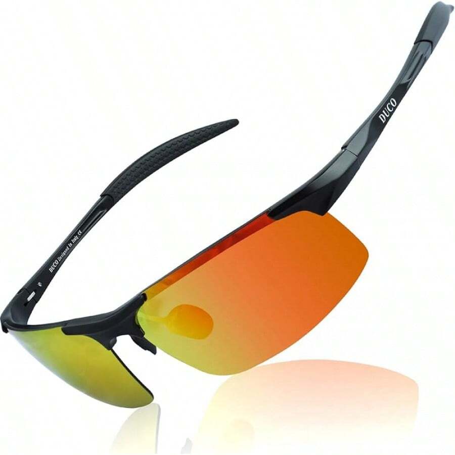 DUCO Mens Sports Polarized UV Protection For Men 8177s - Black Frame Orange Lens - View 1
